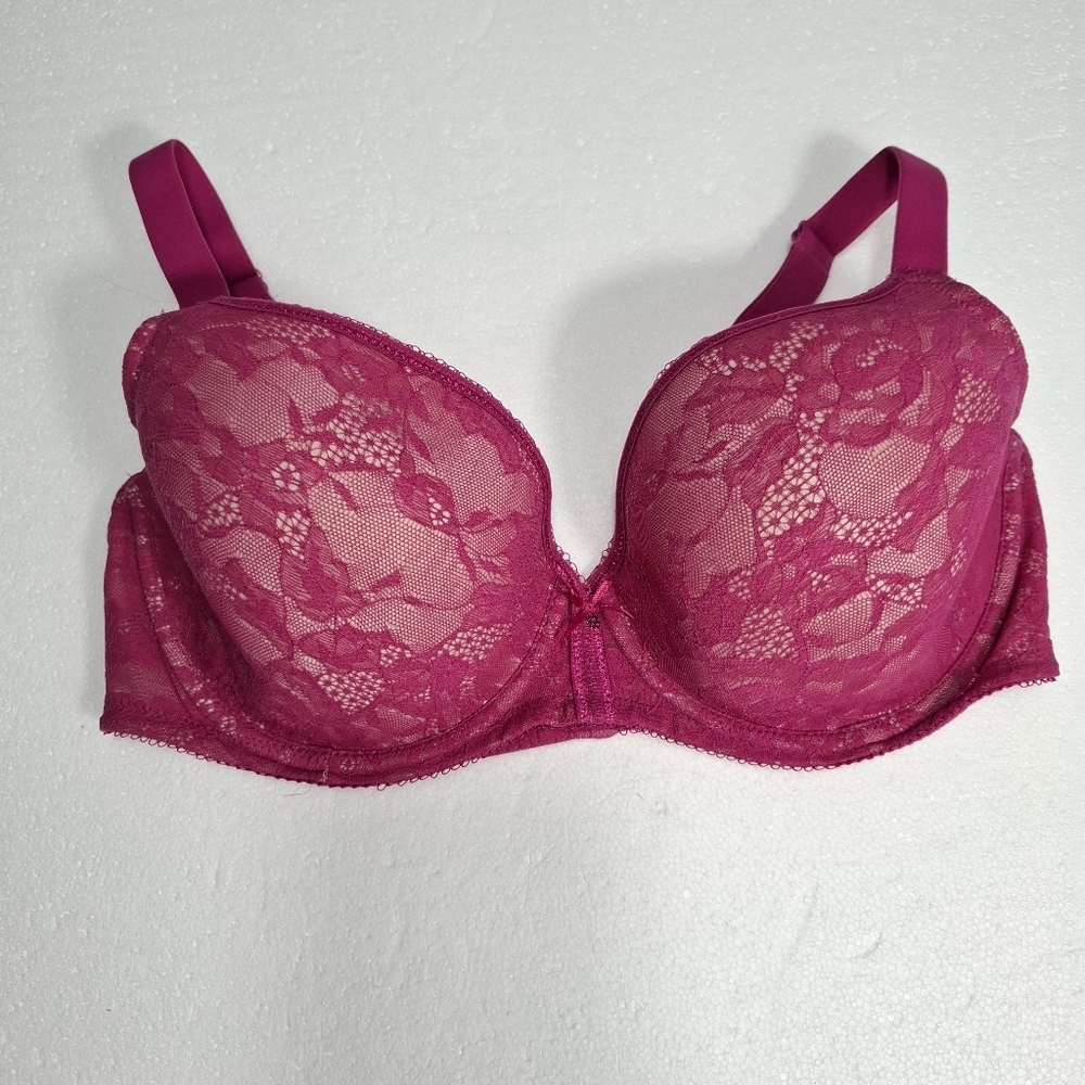 Wacoal Underwire Lace Finesse T Shirt Adj Bra Pink 36DD Light Padding #853201